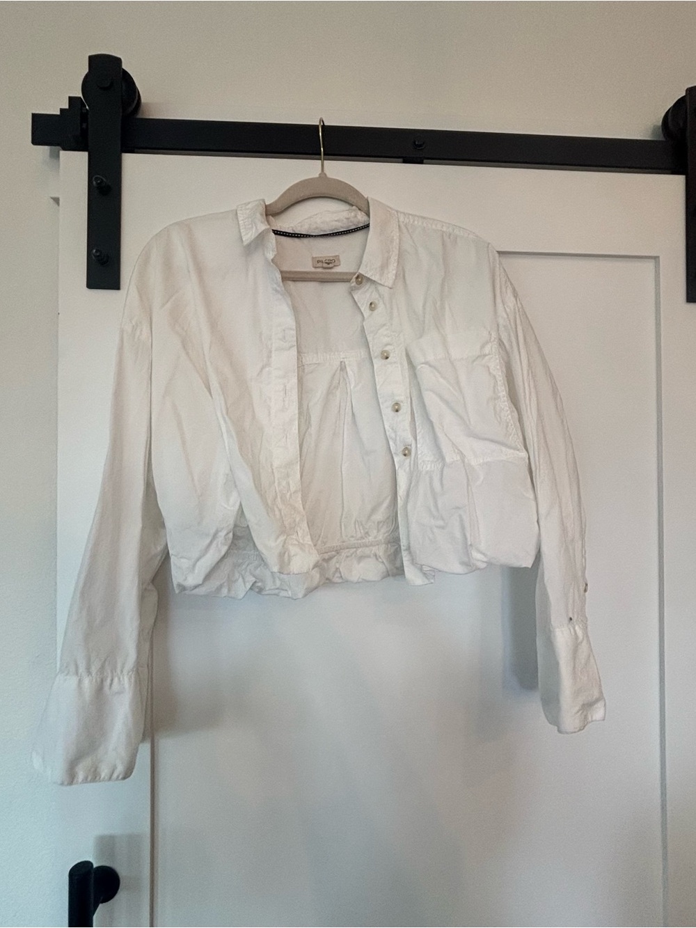 Pilcro White Cropped Button Up